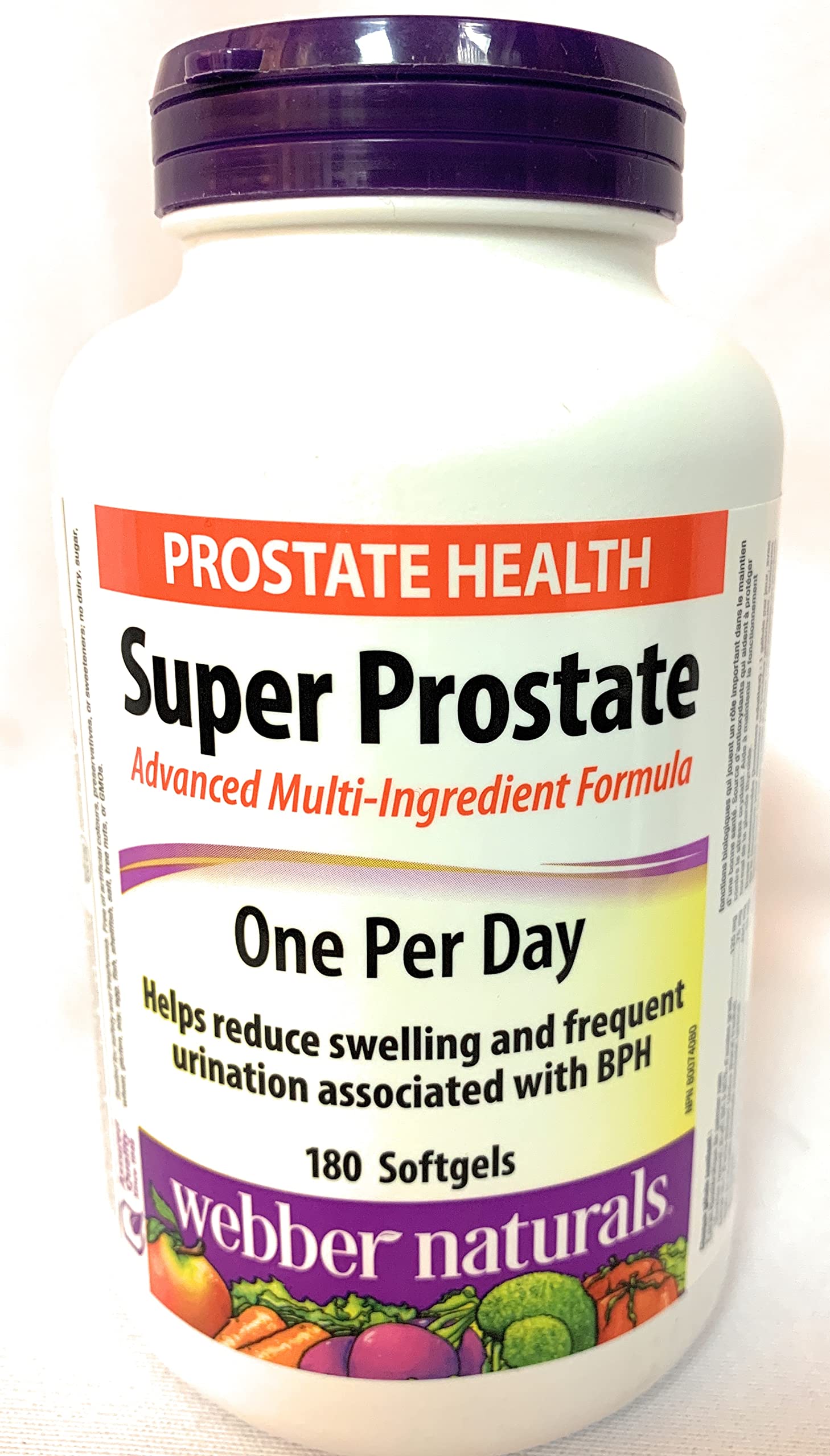 Webber Naturals Super Prostate Softgels front view with packaging