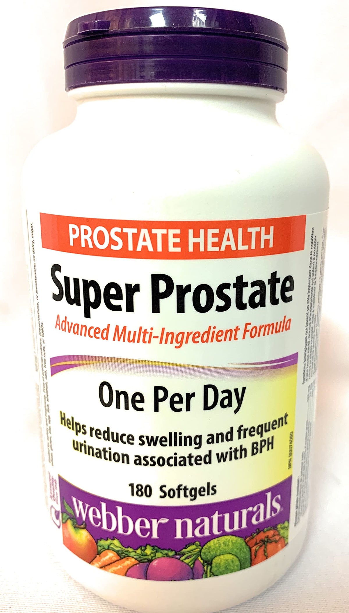 Webber Naturals Super Prostate Softgels front view with packaging