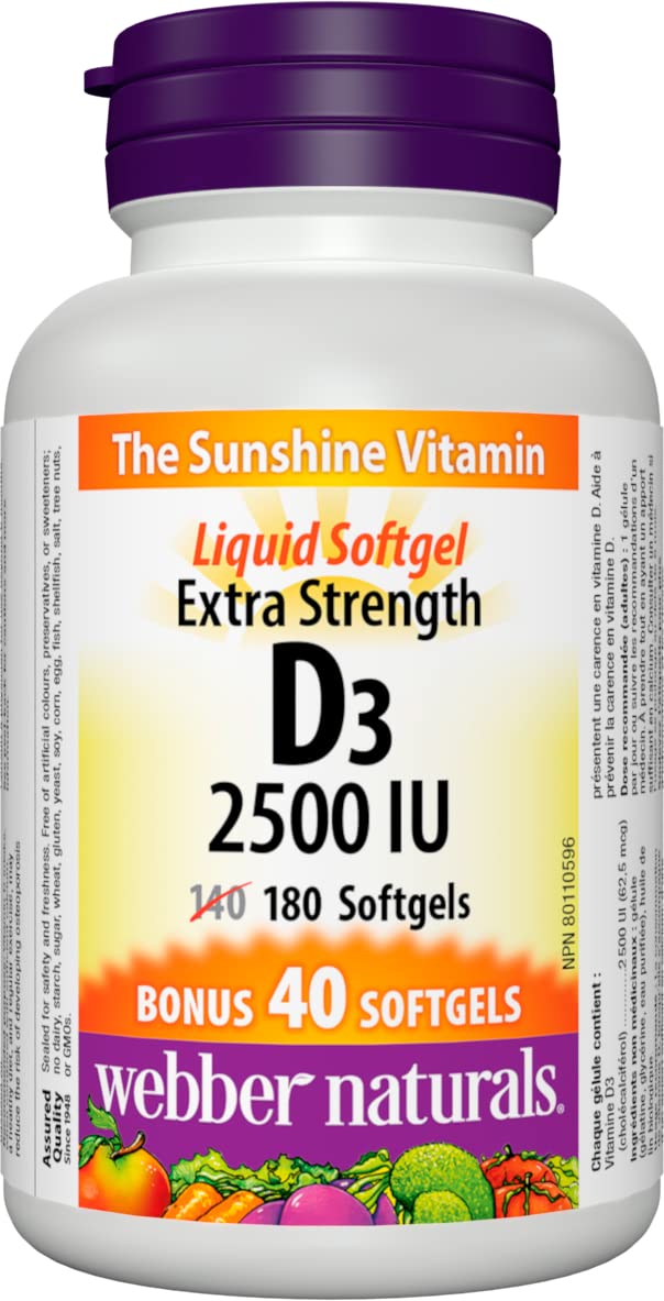Webber Naturals Vitamin D Supplement front view packaging