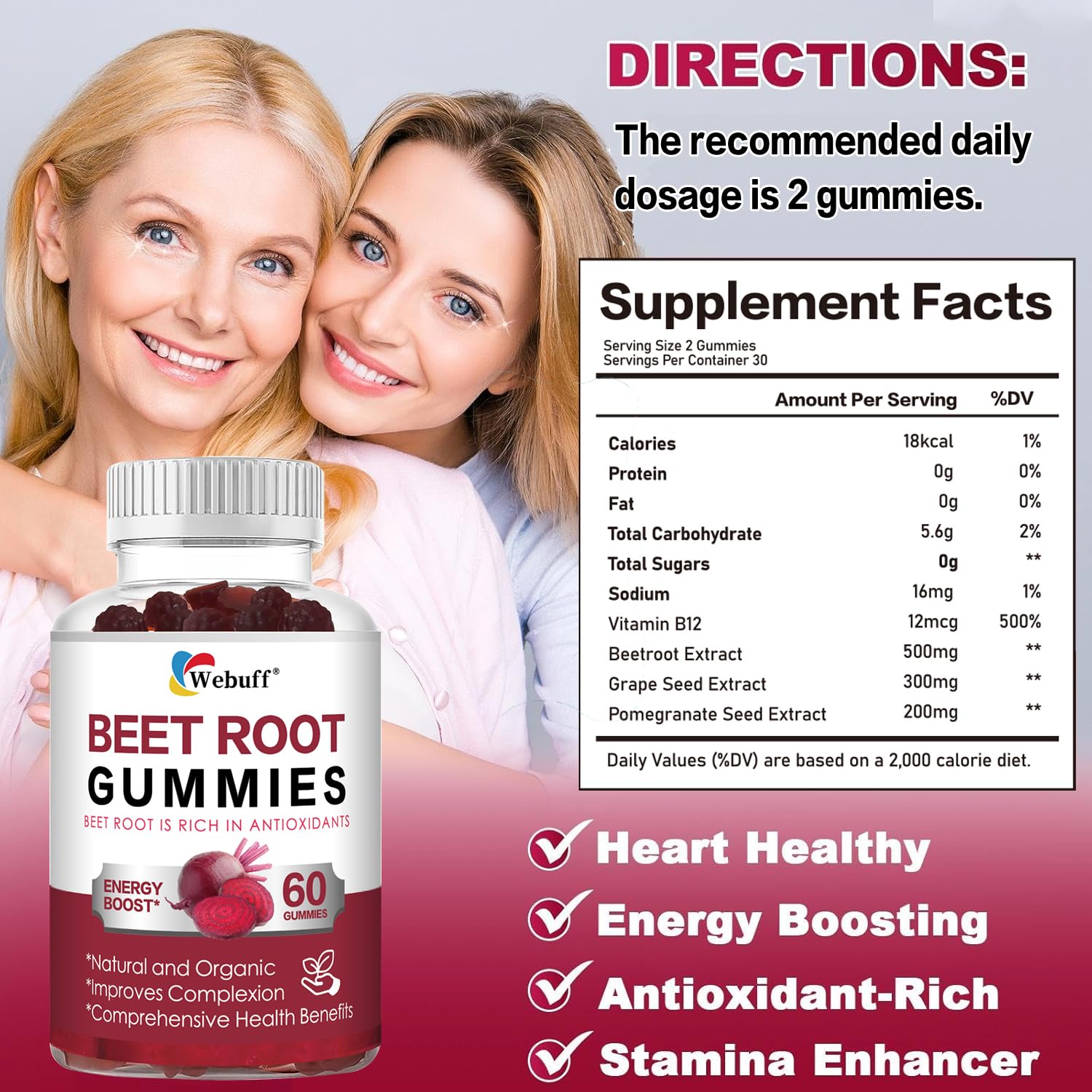 Webuff Beet Root Gummies bottle with 120 gummies