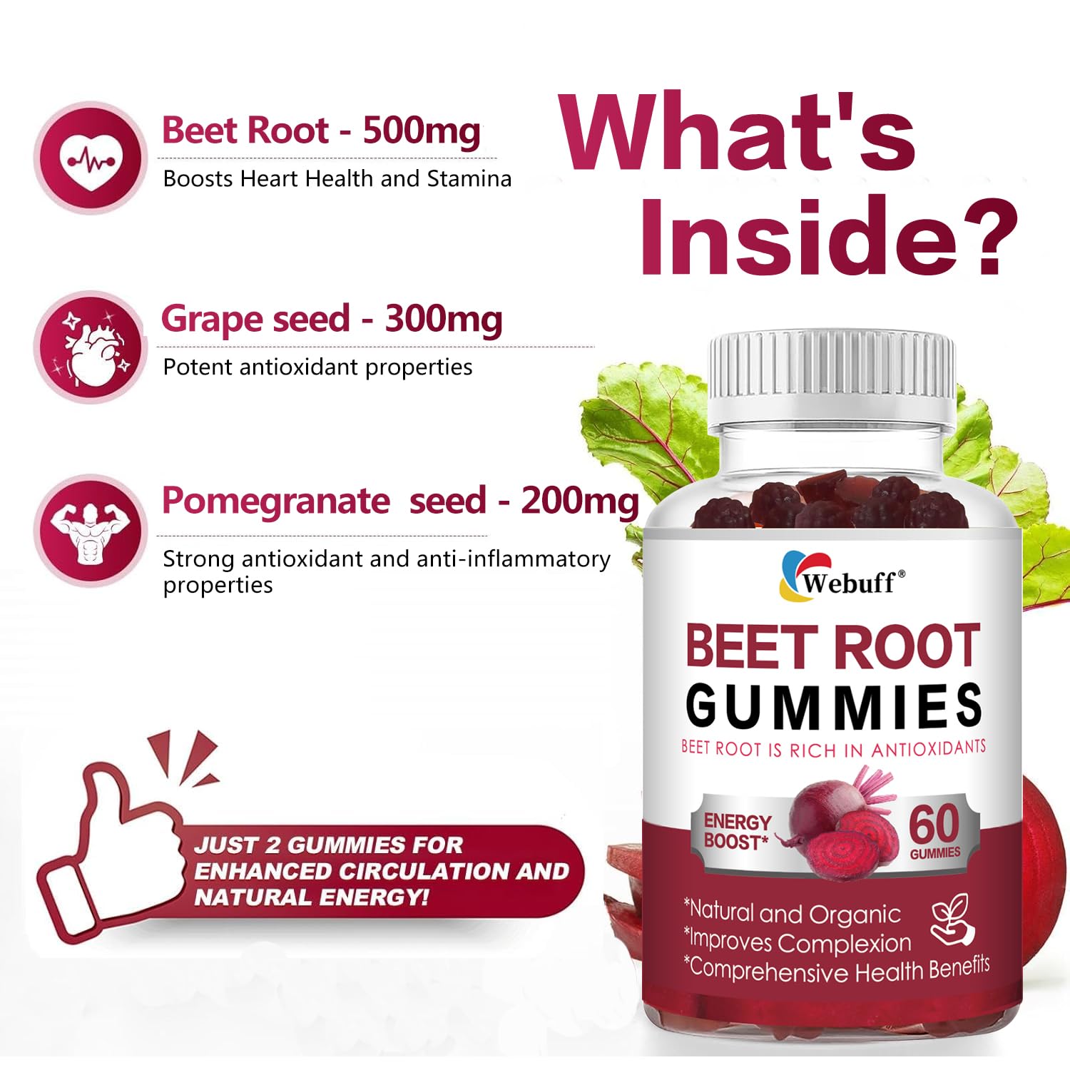 Webuff Beet Root Gummies showing gummy texture