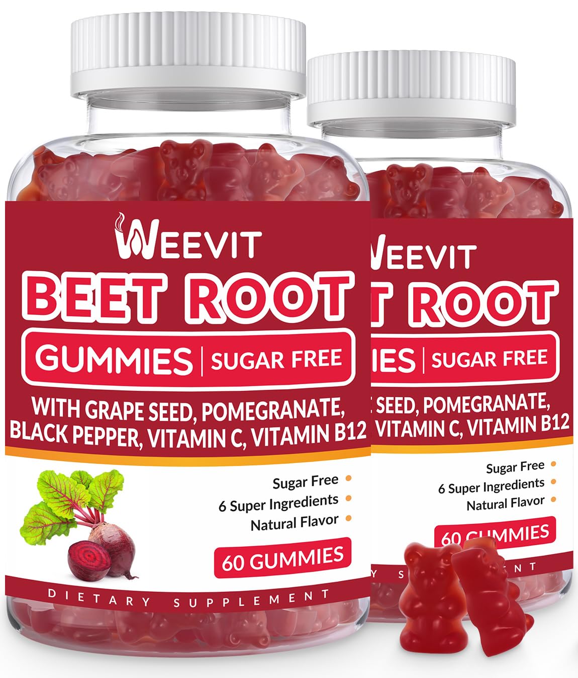 WEEVIT Beet Root Gummies front view with packaging