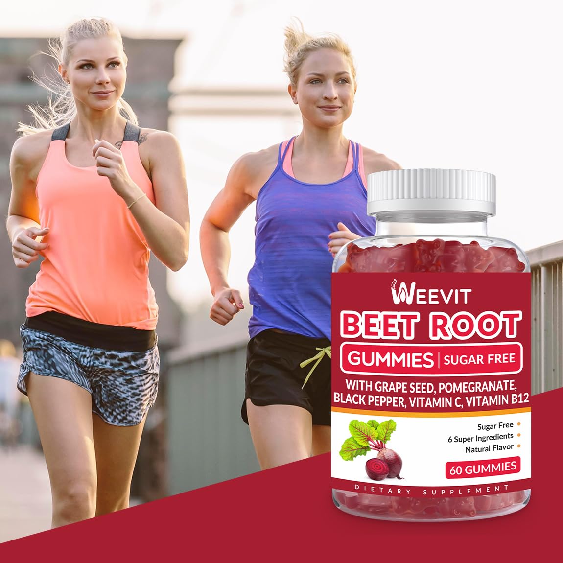 WEEVIT Beet Root Gummies opened packaging with gummies visible