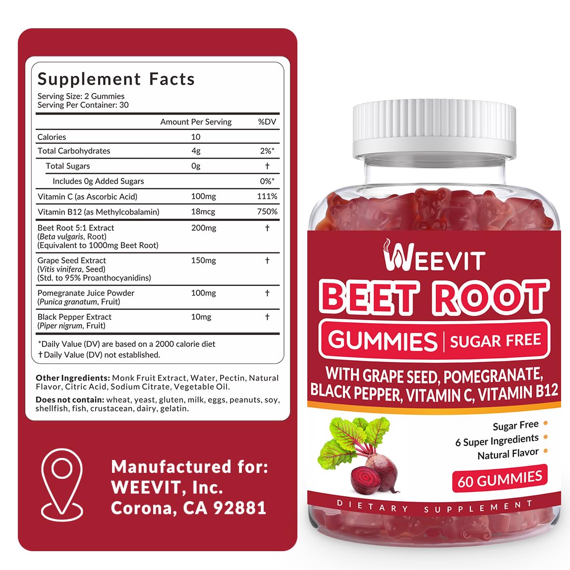 WEEVIT Beet Root Gummies showing gummy texture