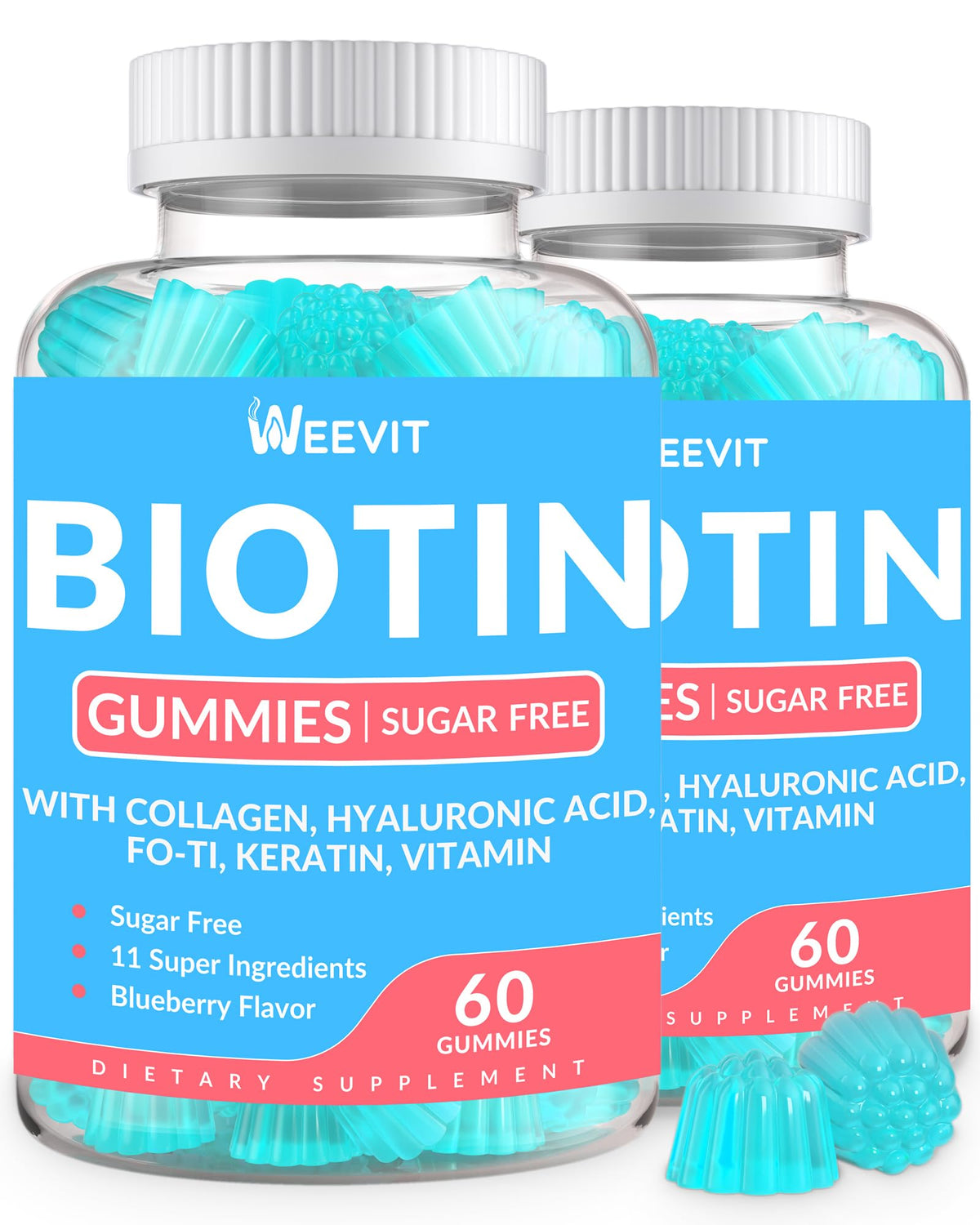 WEEVIT Biotin Gummies 10000MCG front view with packaging