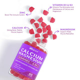 WEEVIT Calcium Gummies with fresh fruit background