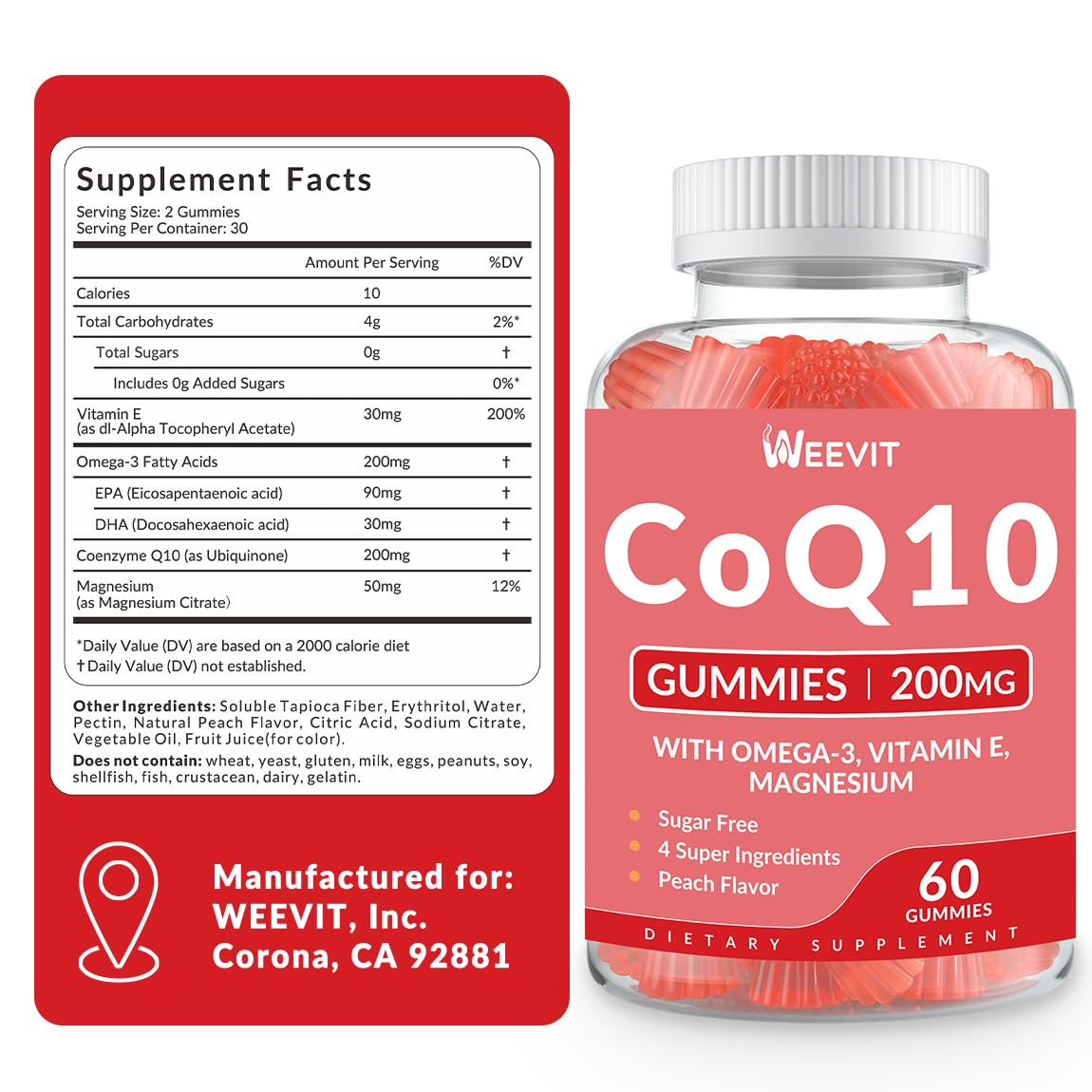 WEEVIT CoQ10 Gummies packaging side view