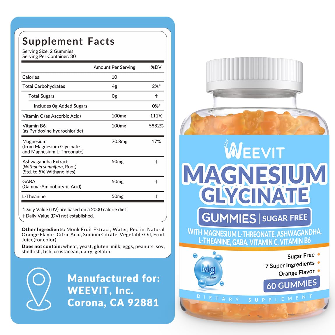 WEEVIT Magnesium Gummies with orange flavour