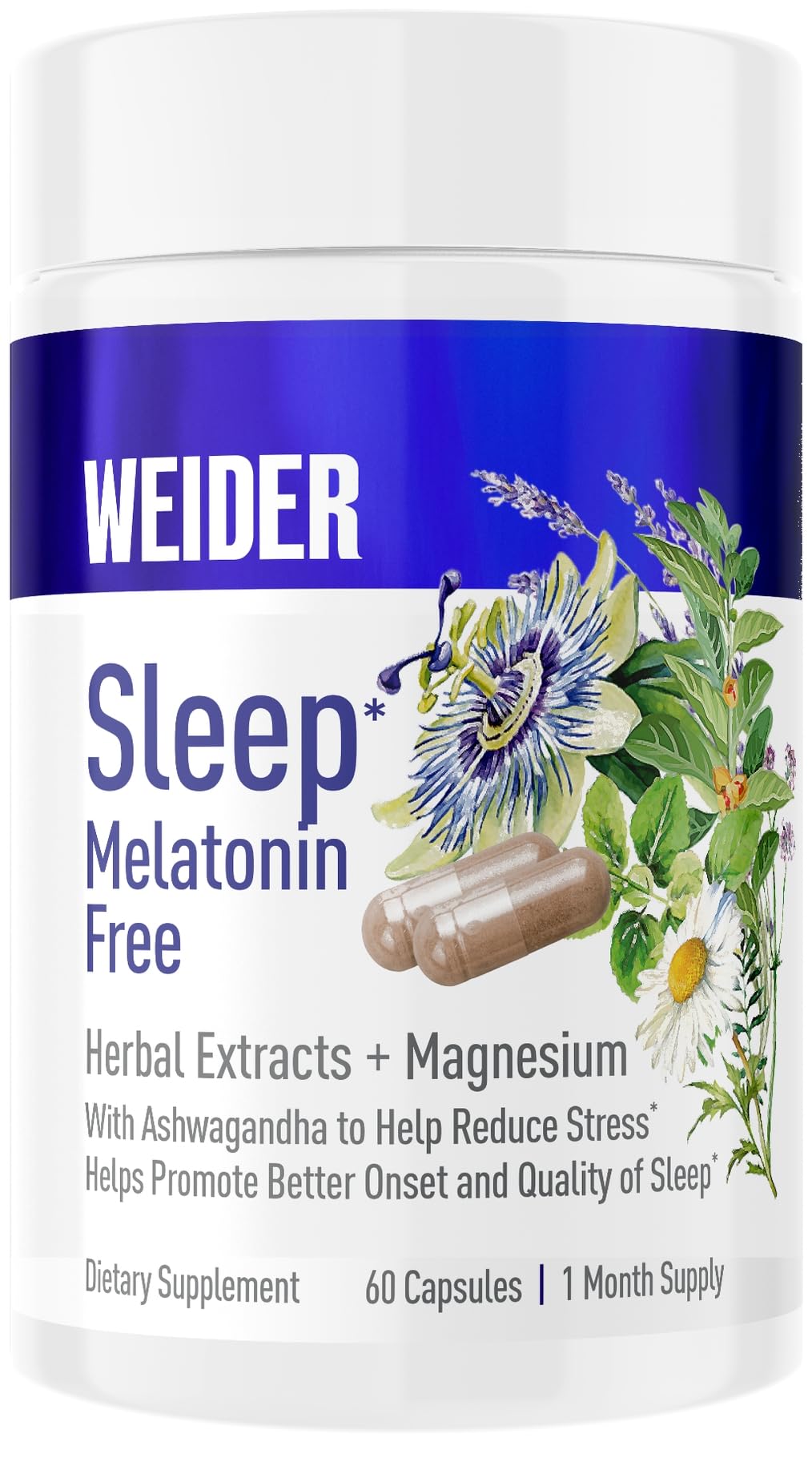 Weider Sleep Supplement 60 capsules front view