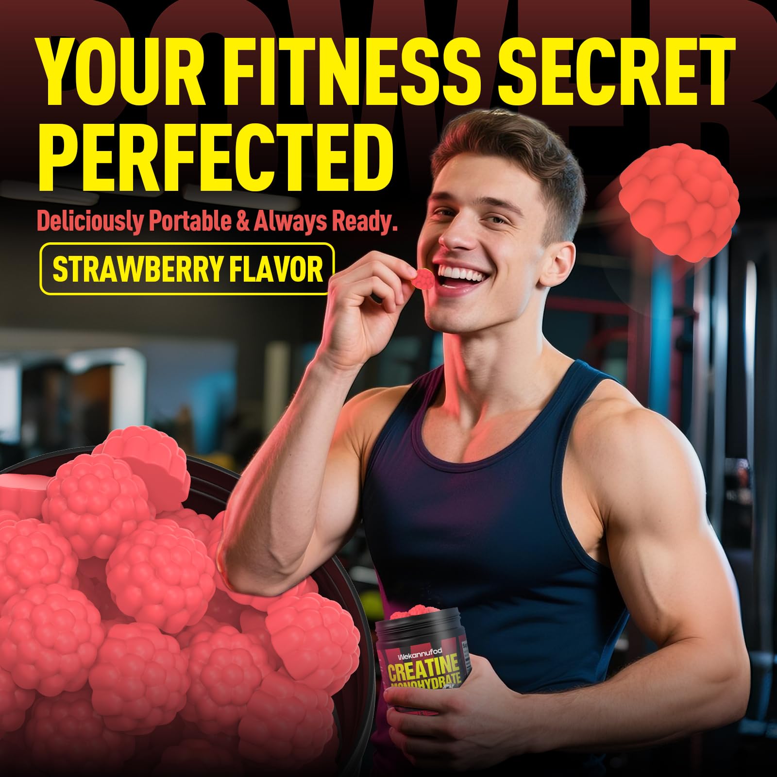 Wekannufod Creatine Monohydrate Gummies 5000mg back view packaging