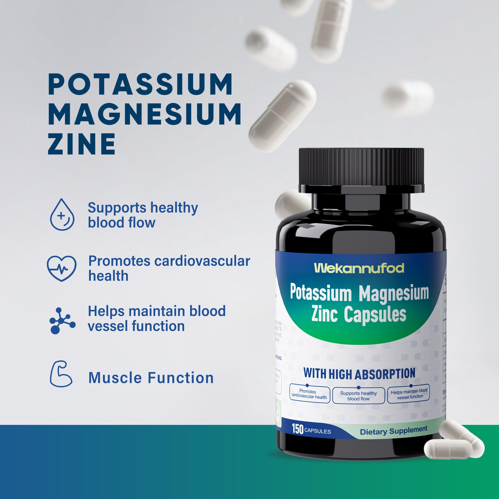 Wekannufod Potassium Magnesium Supplement bottle side view
