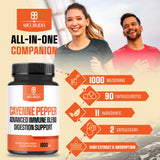 WELBUDA Cayenne Pepper Supplement 1000mg bottle with measuring spoon
