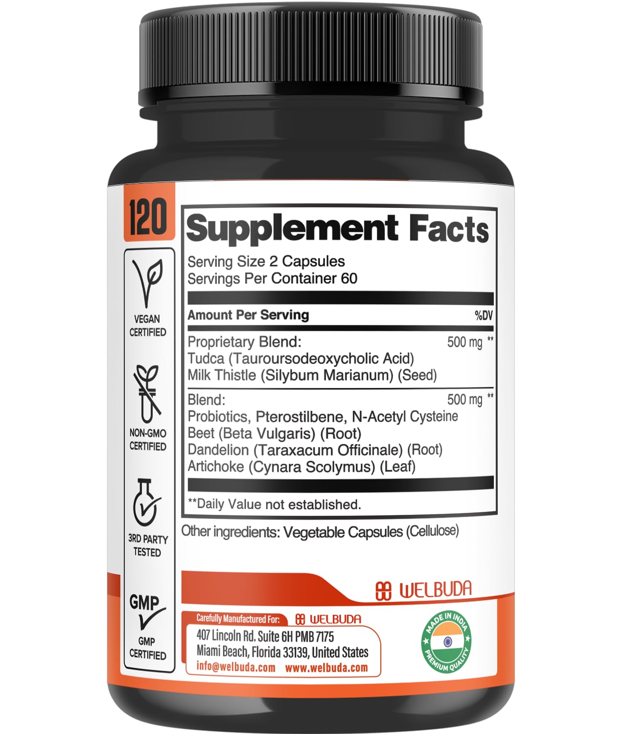 WELBUDA Tudca Complex Milk Thistle Capsules packaging details