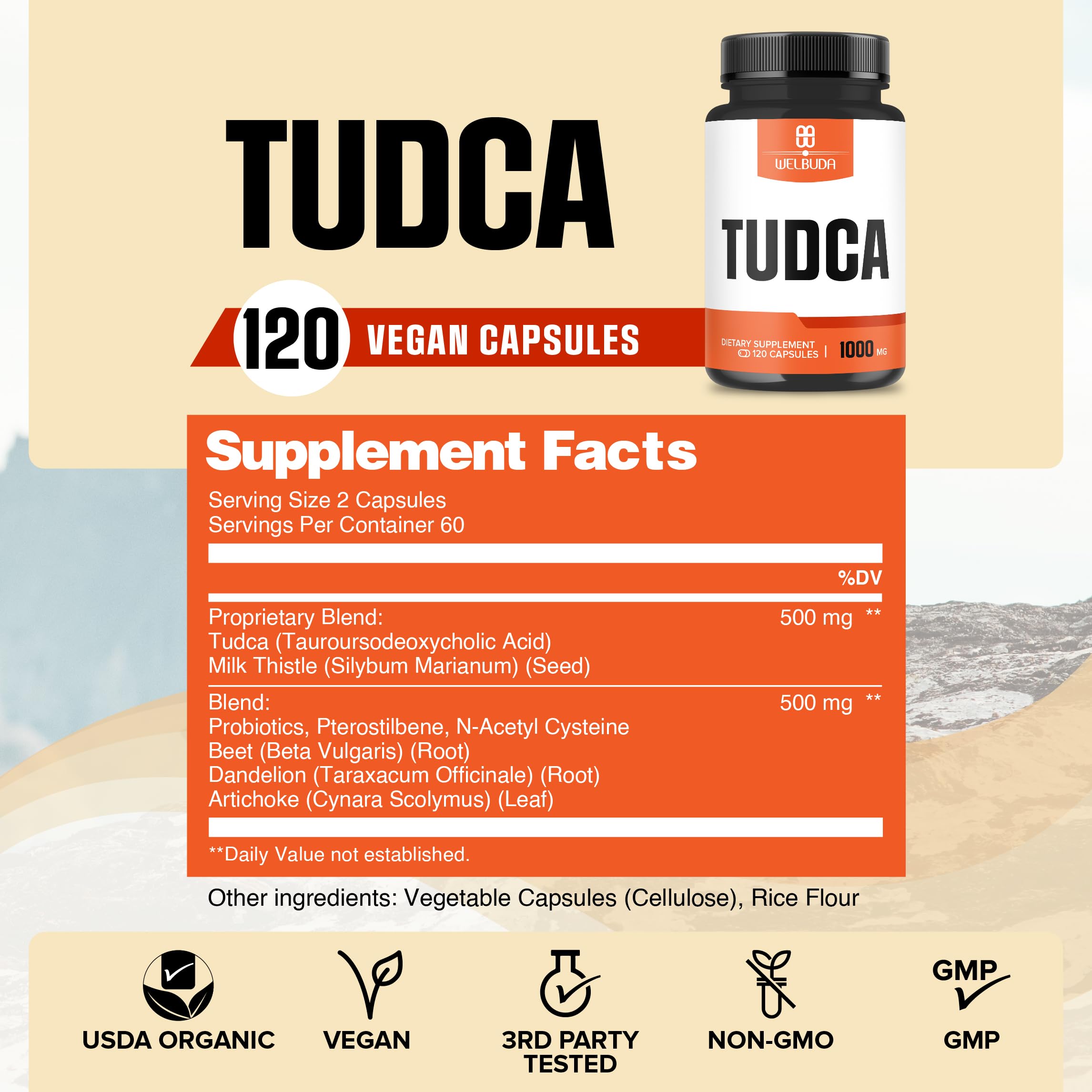 WELBUDA Tudca Complex Milk Thistle Capsules side view