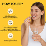 WELESSENTIALS DHM + NAC Capsules on a wooden table