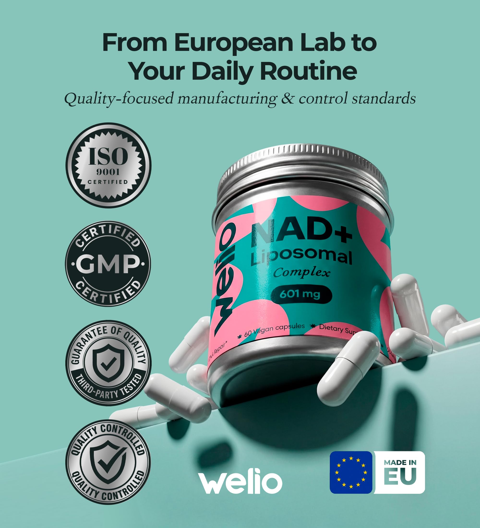 Welio Liposomal NAD+ Complex 500mg packaging
