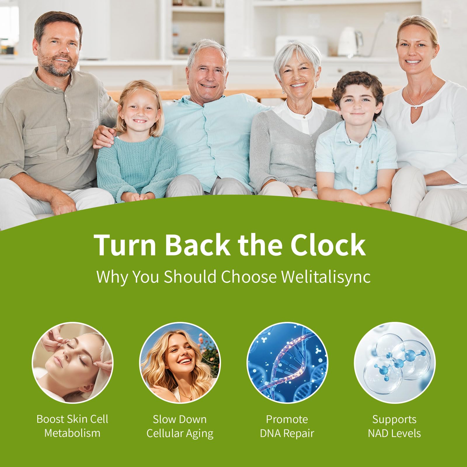 Welitalisync Liposomal NAD+ Supplement 900mg bottle with dosage instructions