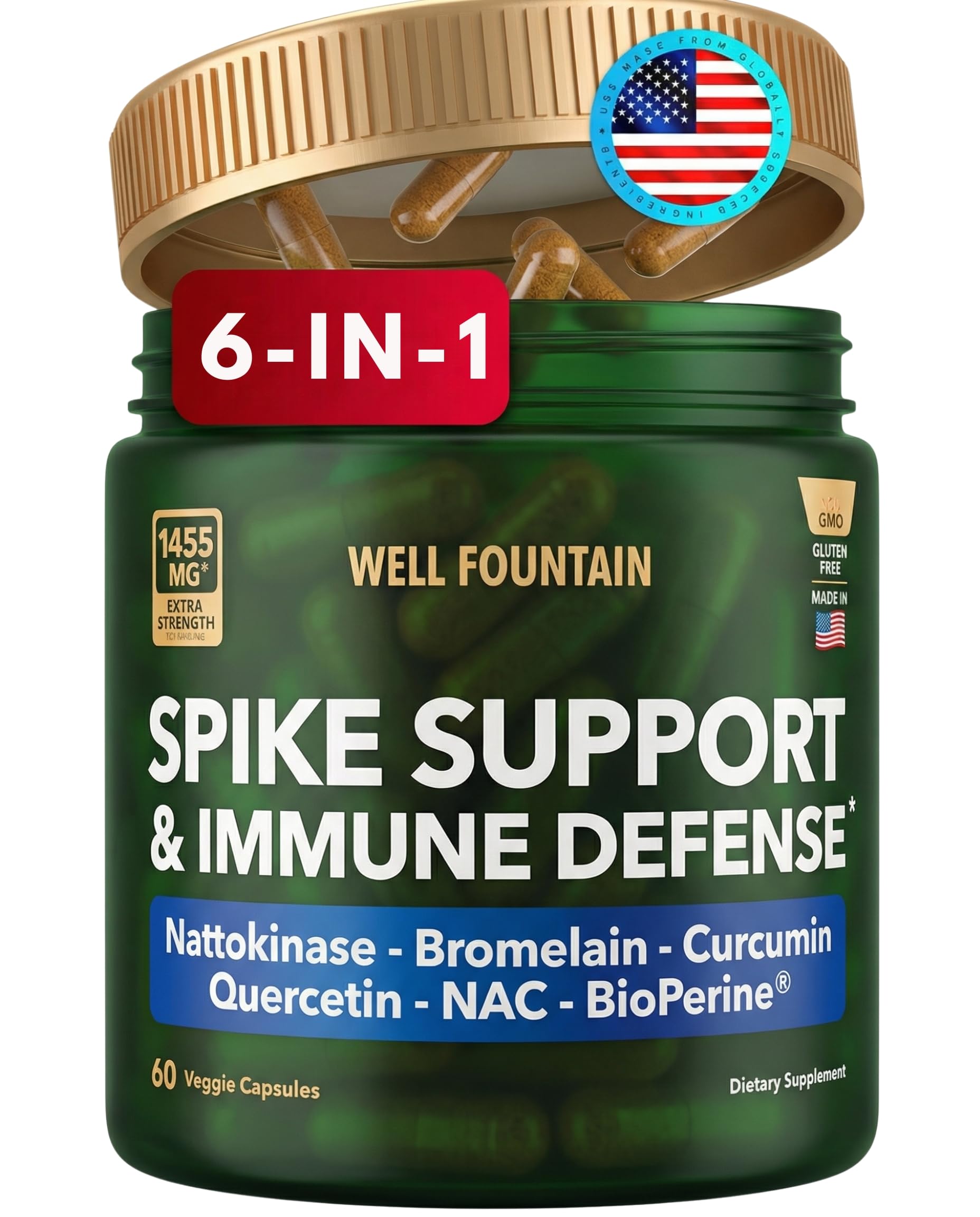 WELL FOUNTAIN Multi-Enzymes 6-in-1 Support front view bottle