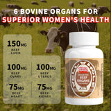 Well&Whole Beef Organ Supplement for Women 500mg capsules with a measuring spoon