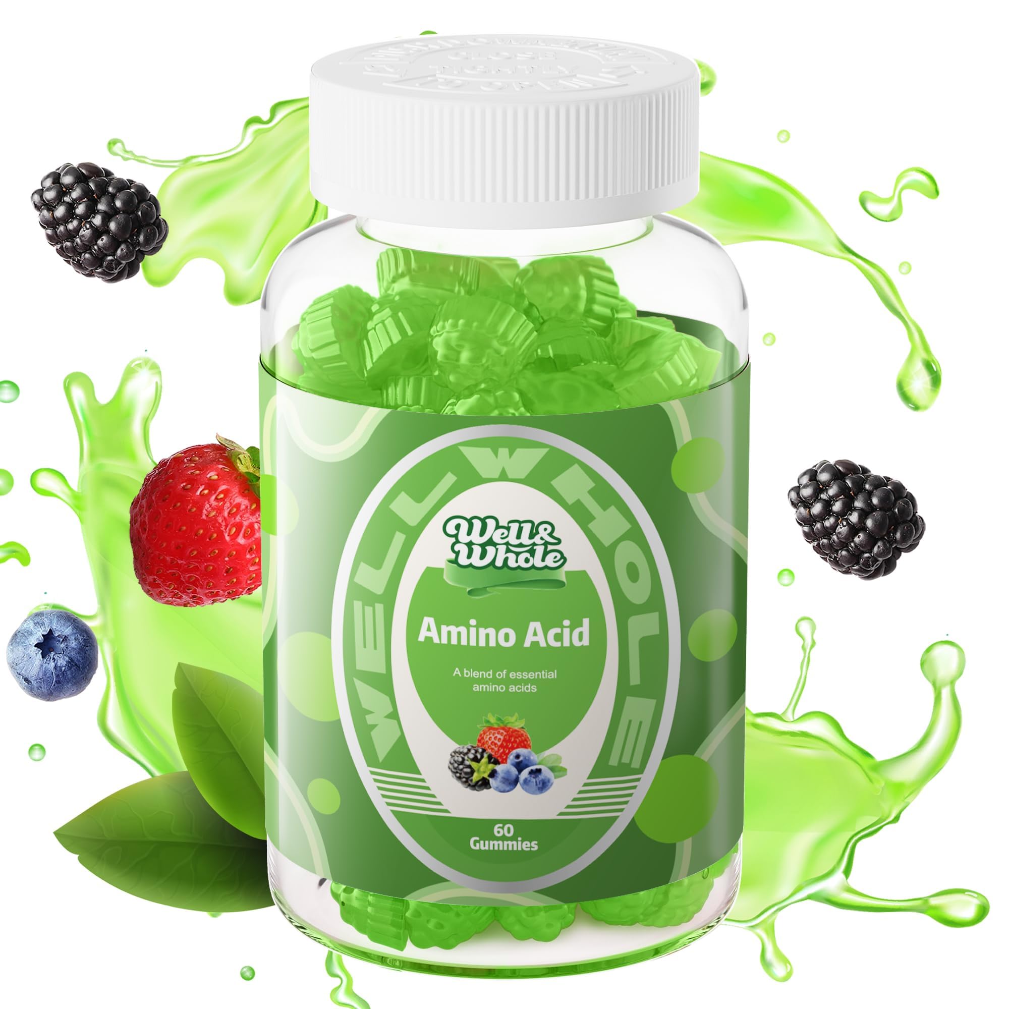 Well&Whole Essential Amino Acids Gummies on a kitchen counter