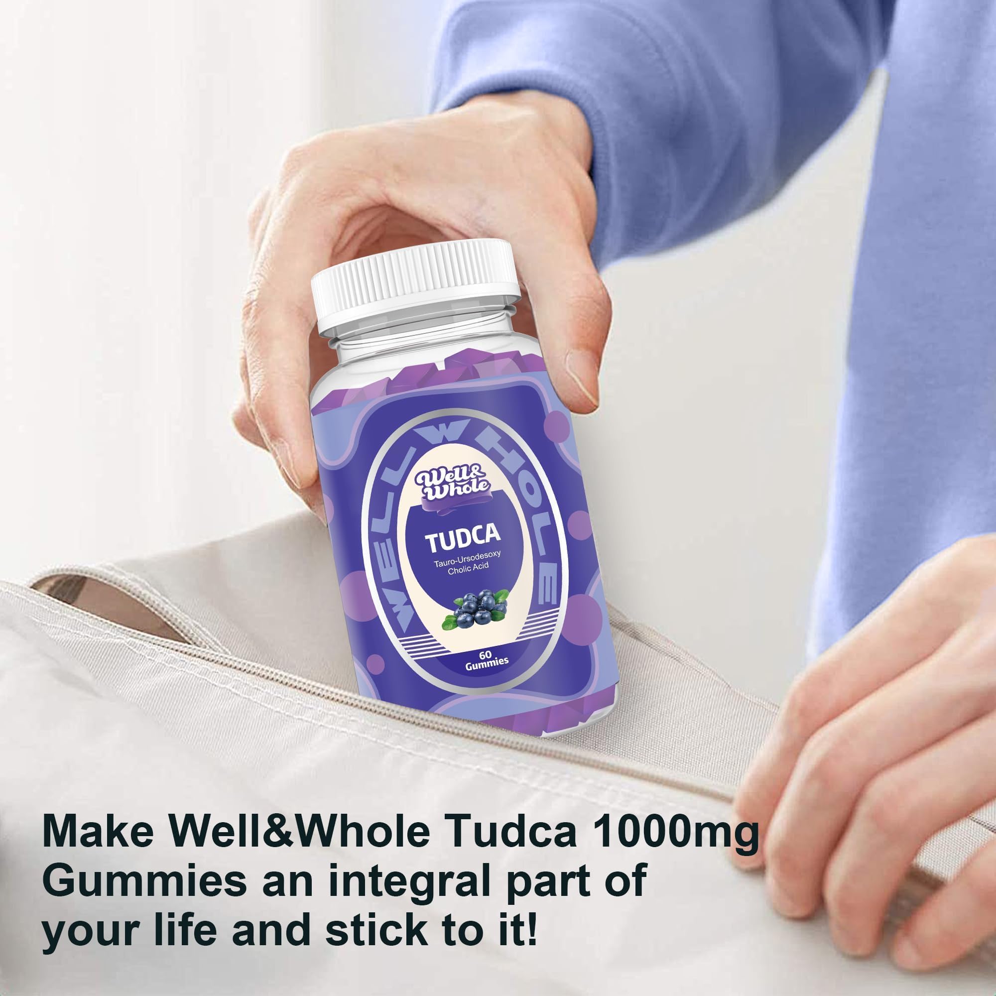 Well&Whole Milk Thistle Gummies displayed on a kitchen counter