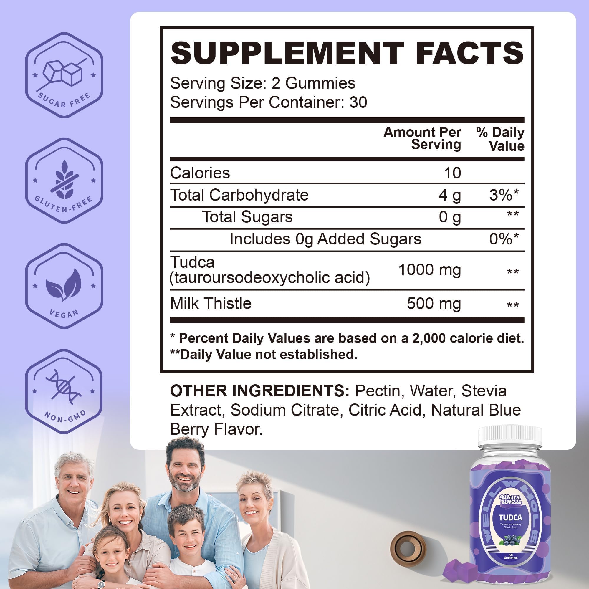 Well&Whole Milk Thistle Gummies with a measuring spoon