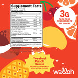 Wellah Creatine + Electrolytes Powder Fruit Punch bottle side view