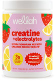 Wellah Creatine + Electrolytes Powder Strawberry Lemonade front view