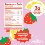 Wellah Creatine + Electrolytes Powder Strawberry Lemonade side view