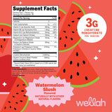 Wellah Creatine + Electrolytes Powder Watermelon Slush back view with nutritional information