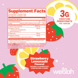 Wellah Creatine Monohydrate Strawberry Lemonade side view