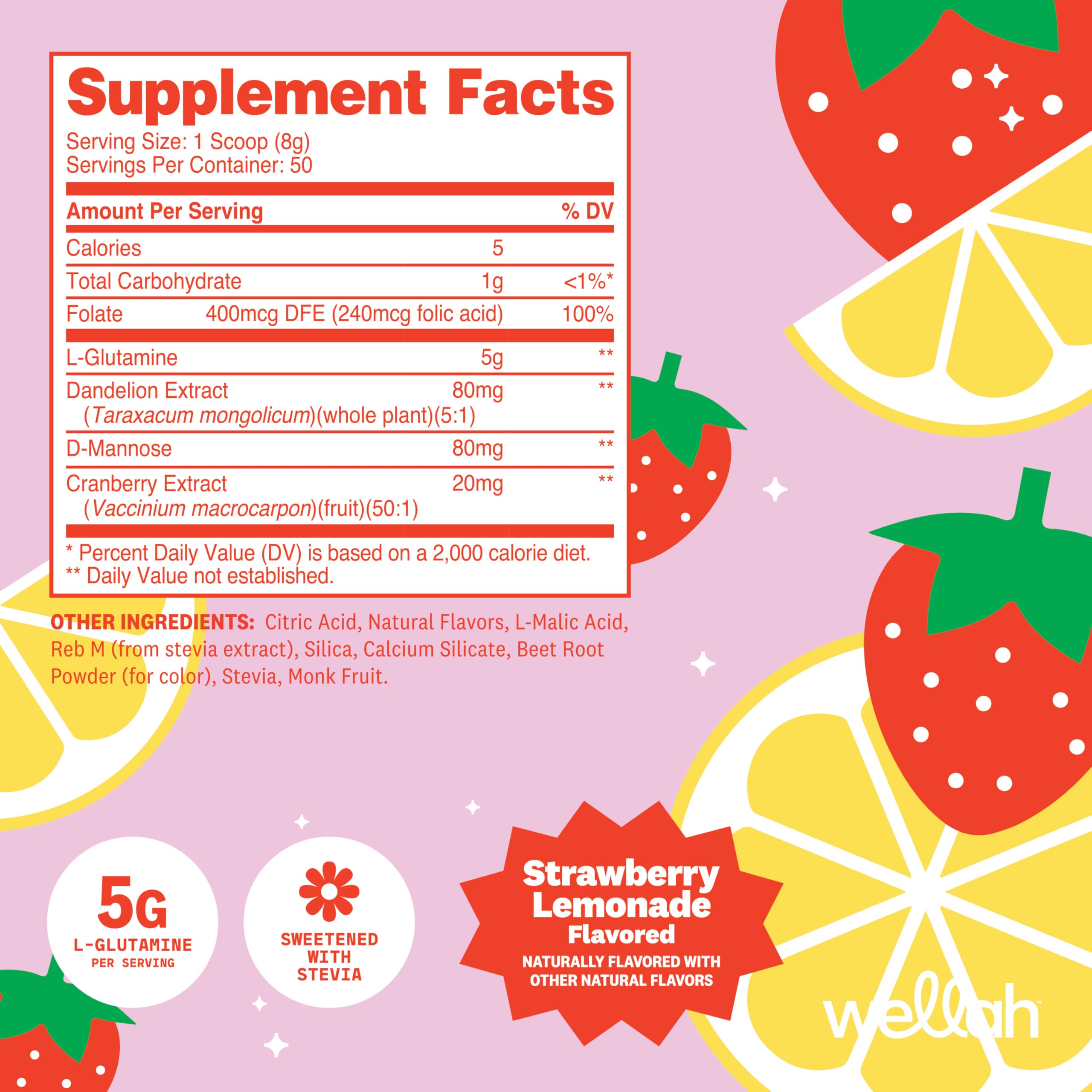 Wellah L-Glutamine Powder container side view