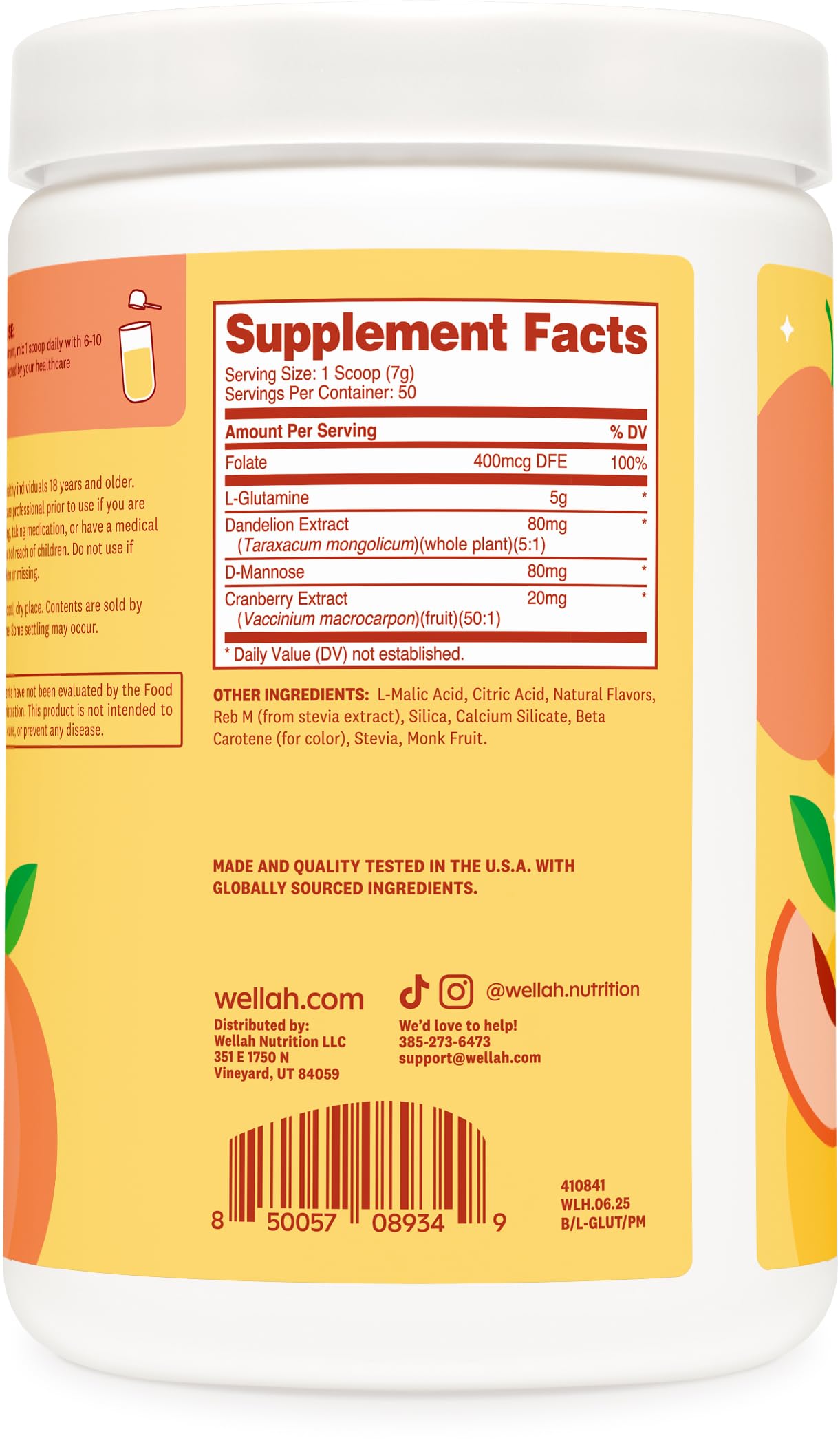 Wellah L-Glutamine Powder mixed in a glass of water