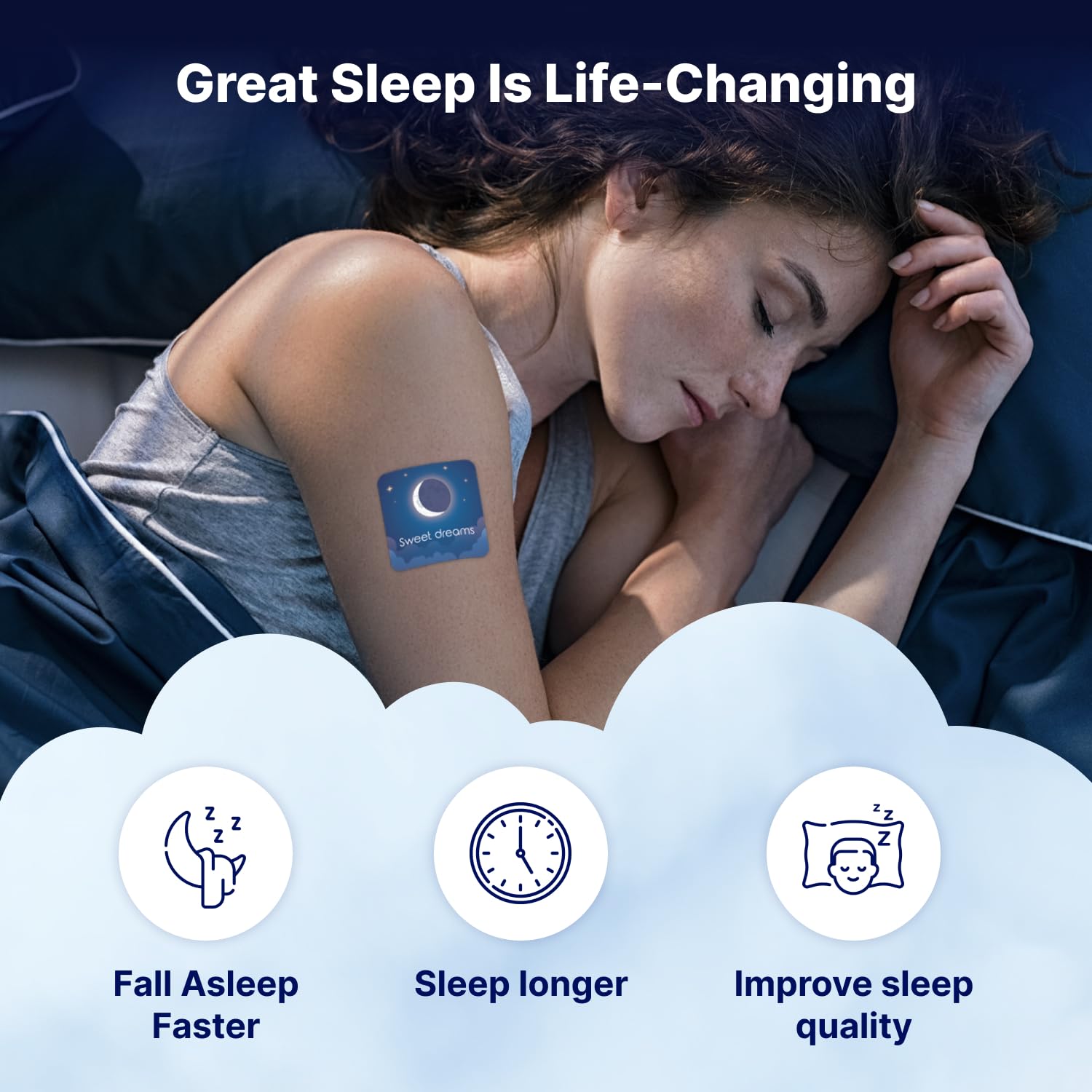 Wellamoon Sleep Patch applied on skin