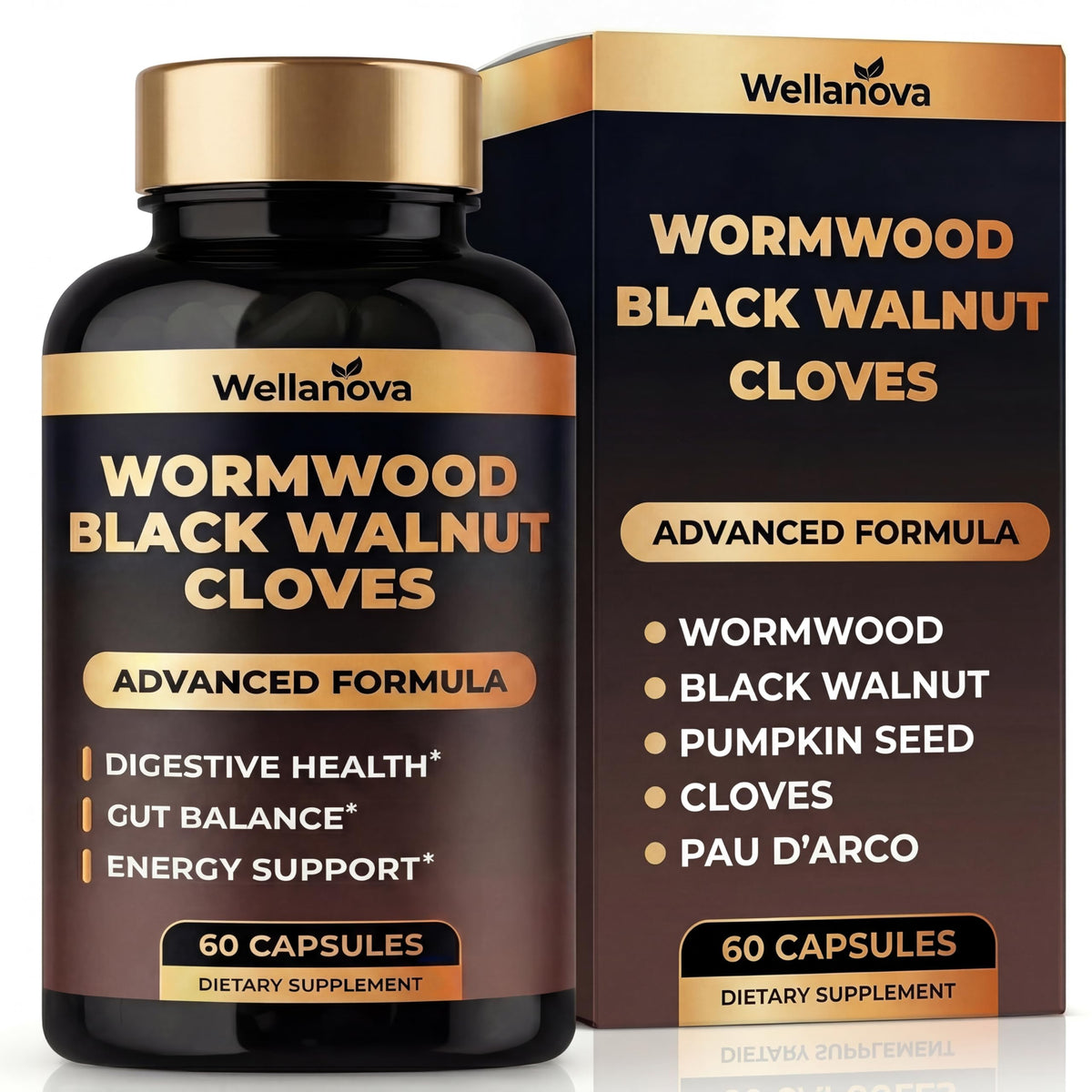 Wellanova Herbal Cleanse Capsules 60 Count front view