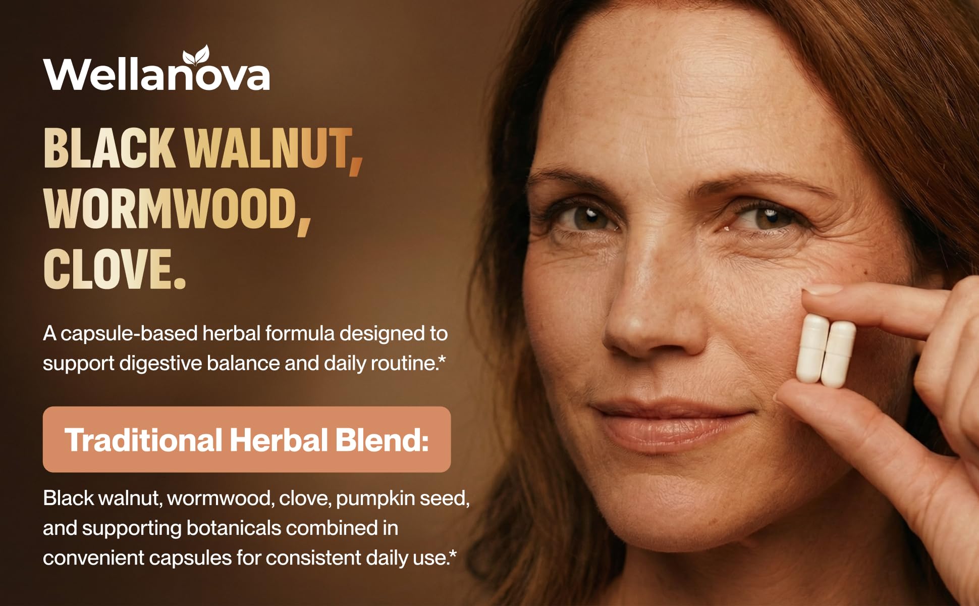 Wellanova Herbal Cleanse Capsules bottle with label