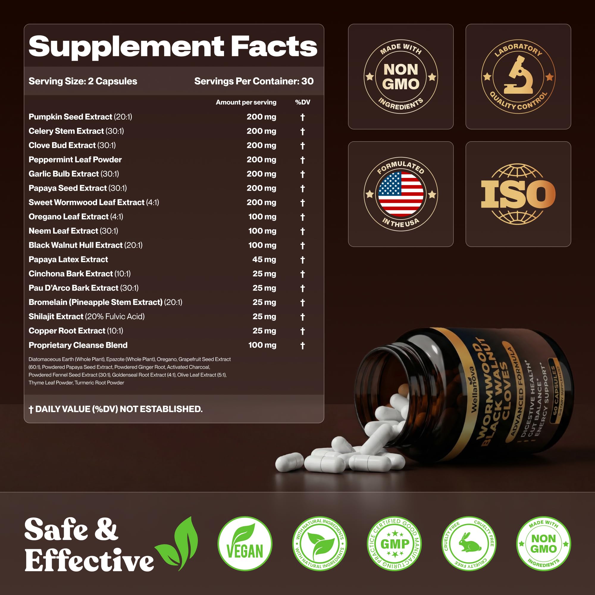Wellanova Herbal Cleanse Capsules ingredients list