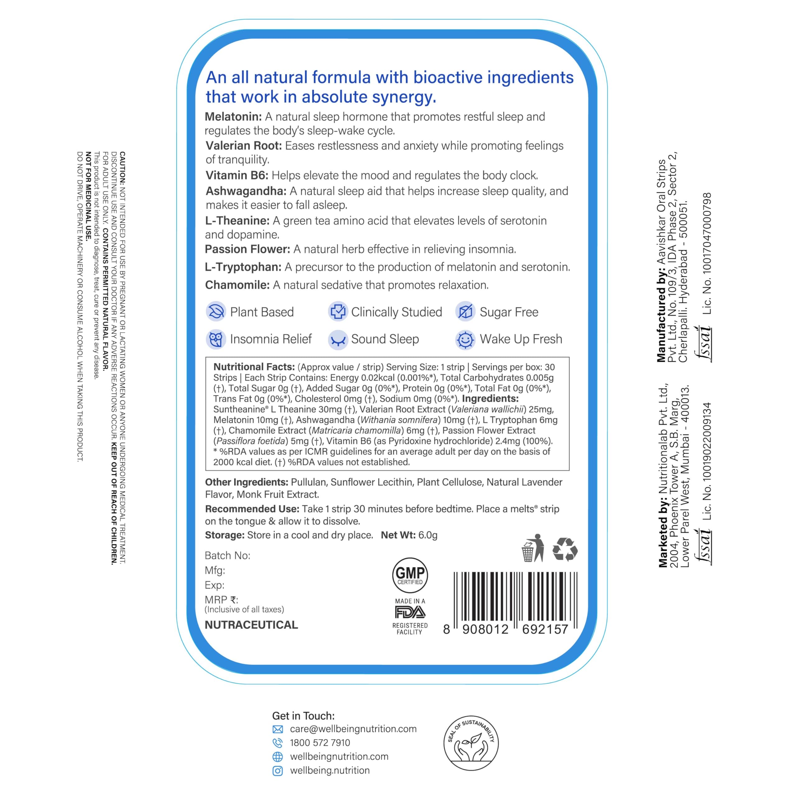 WELLBEING NUTRITION Melts Restful Sleep product with herbal ingredients