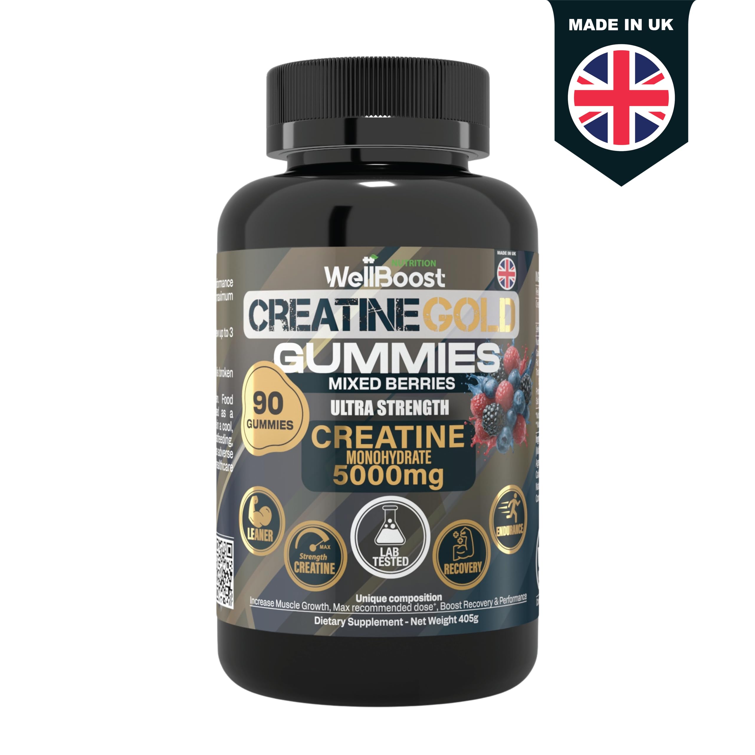 WellBoost Creatine Monohydrate 5000mg product label close-up