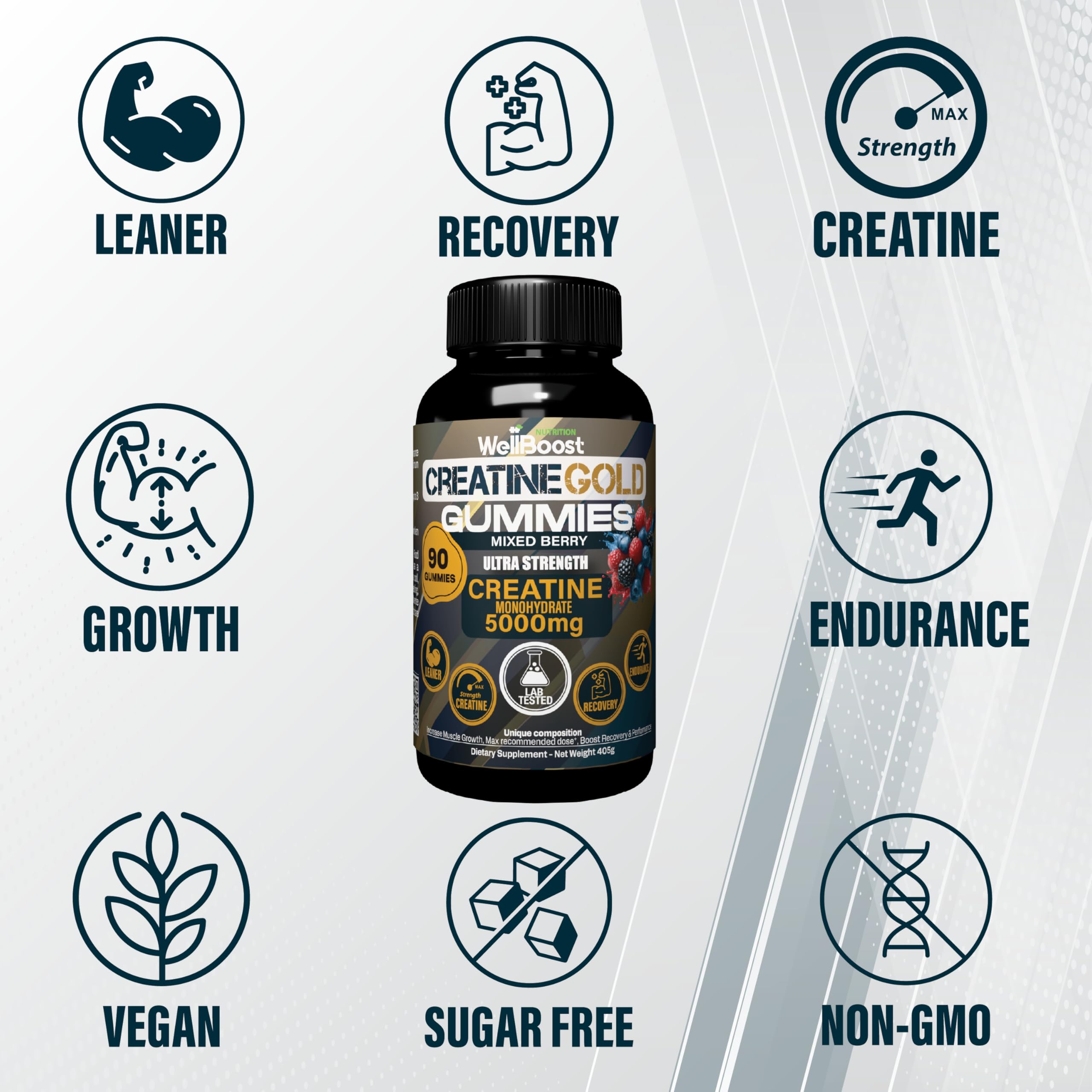 WellBoost Creatine Monohydrate 5000mg scoop with powder