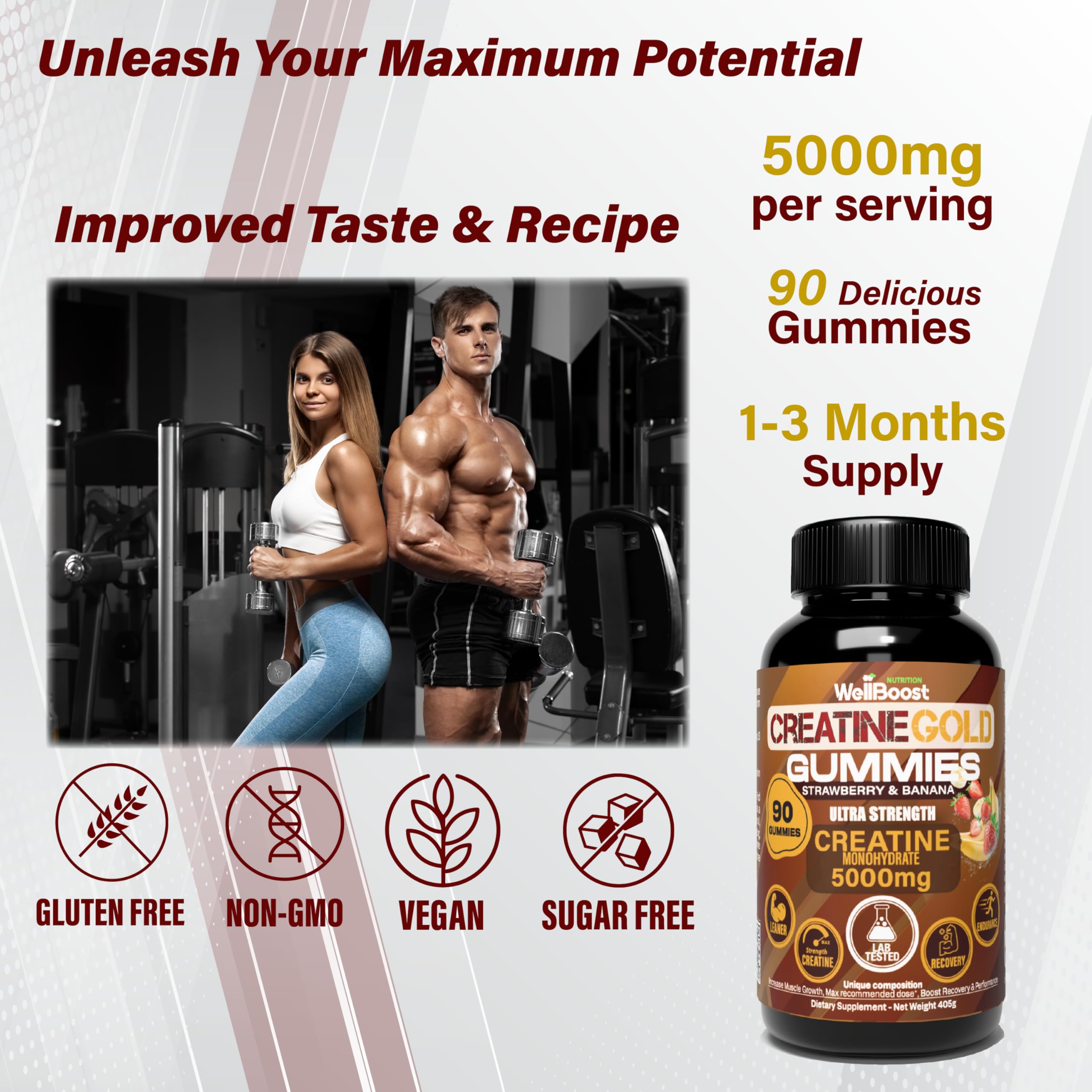 WellBoost Creatine Monohydrate 5000mg side view