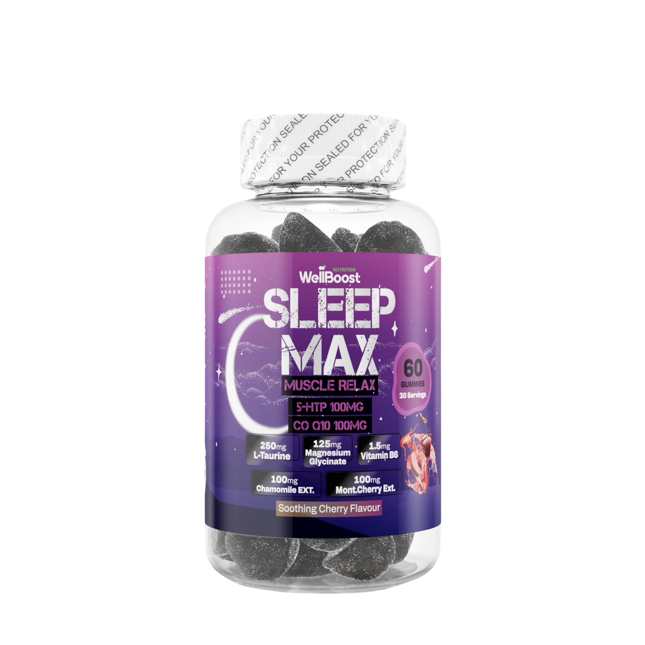 WellBoost Sleep Max Gummies with ingredients list visible