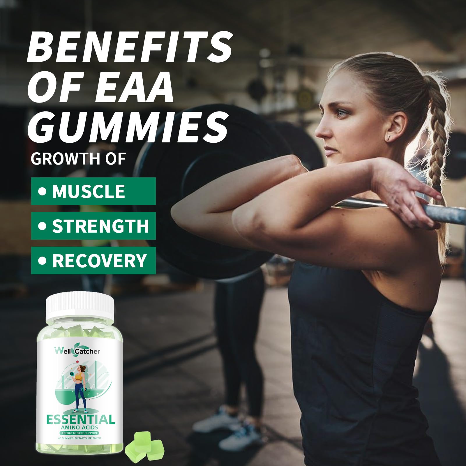 Wellcatcher Amino Acids Gummies green apple flavour