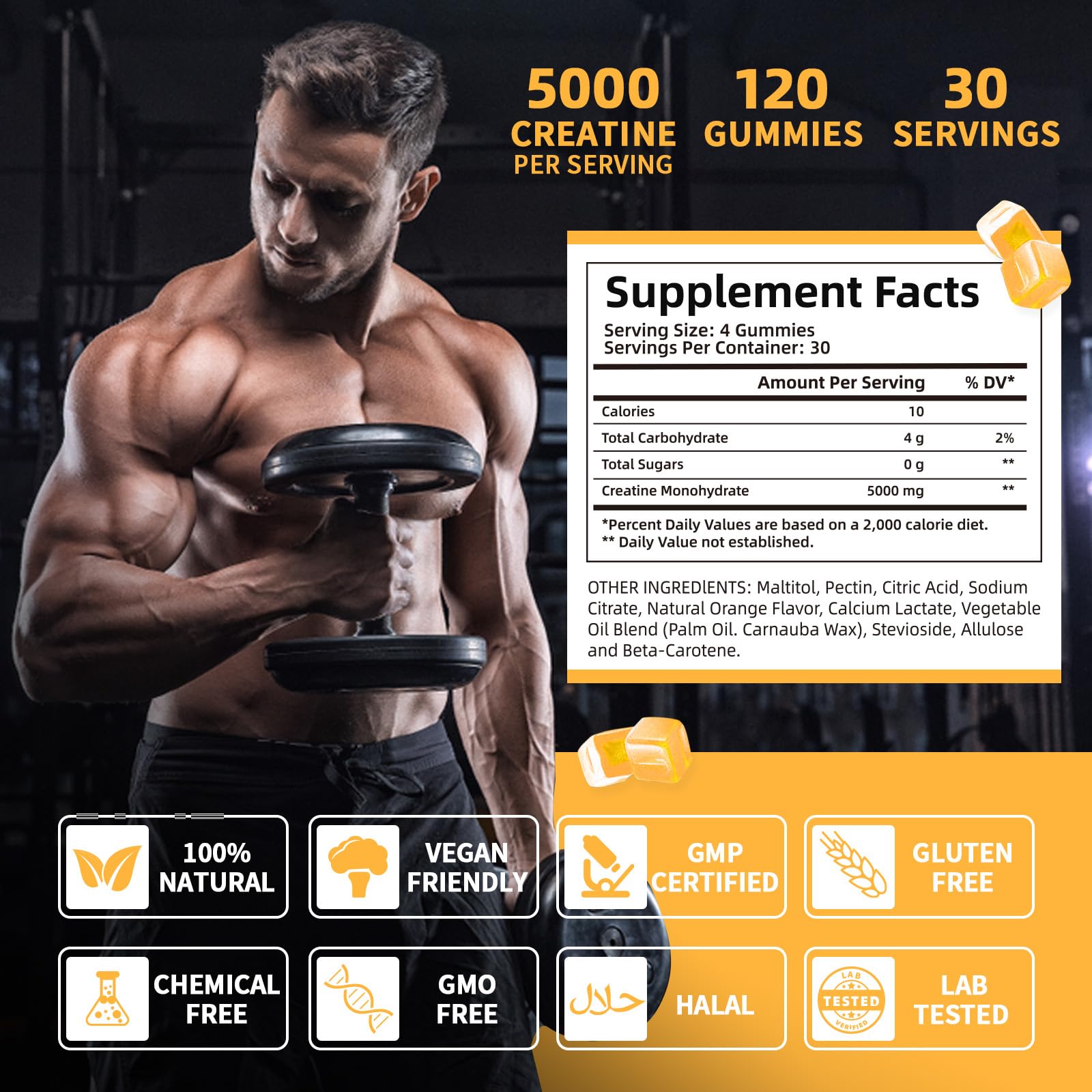 Wellcatcher Creatine Monohydrate Gummies on a gym bench