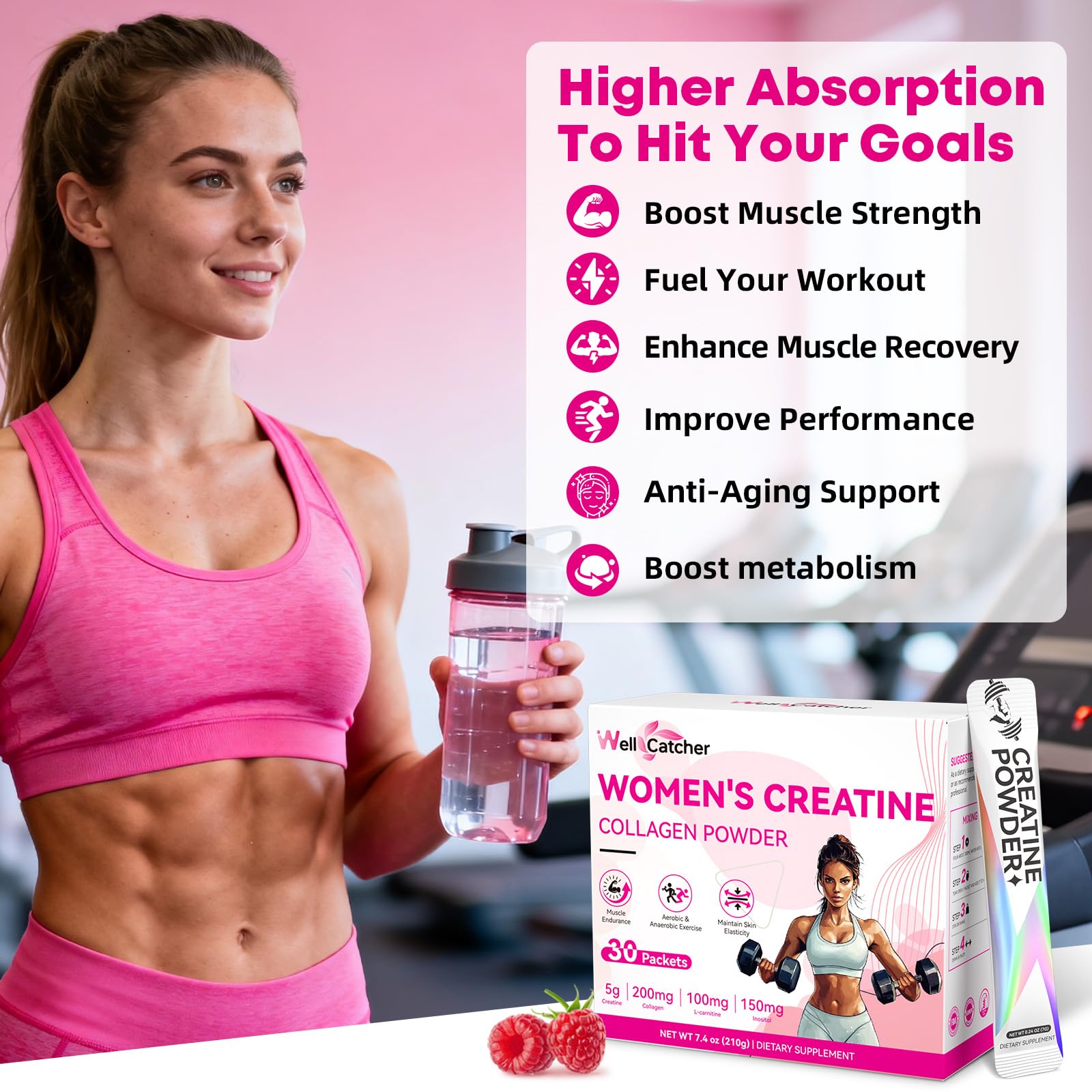 Wellcatcher Creatine Powder for Women ingredients list on packaging