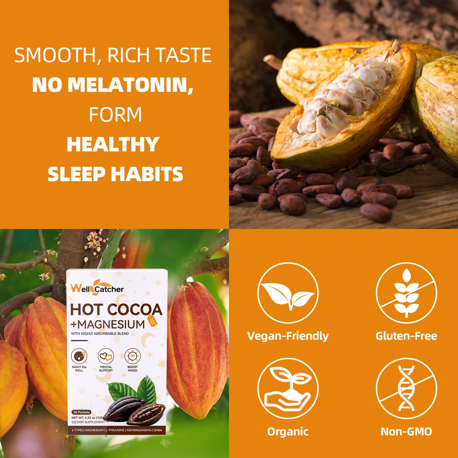 Wellcatcher Hot Cocoa Sleep Supplement with cozy blanket