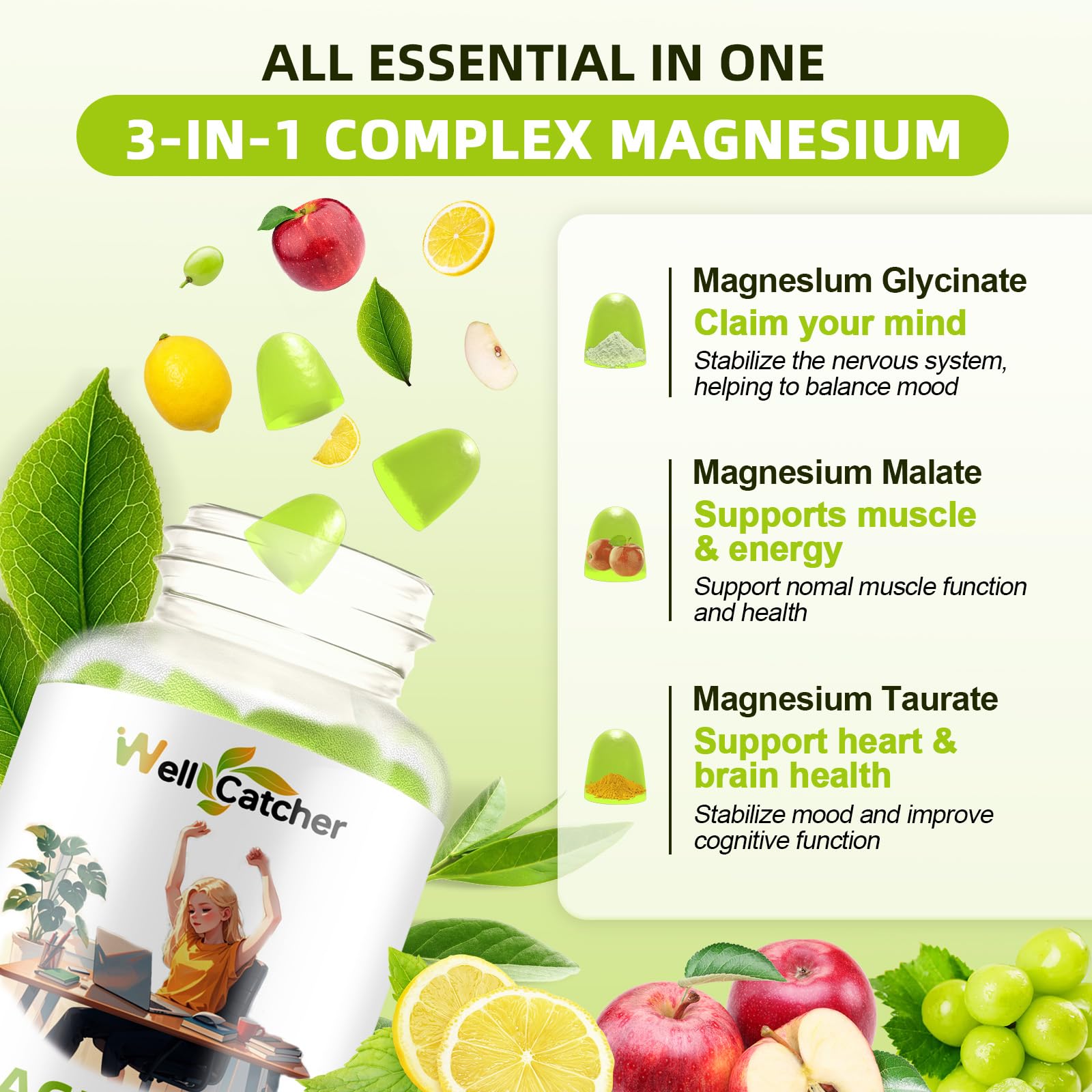 Wellcatcher Magnesium Gummies 400mg Glycinate ingredients list