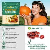 Wellcatcher Pumpkin Seed Oil Softgel Capsules showing dosage information