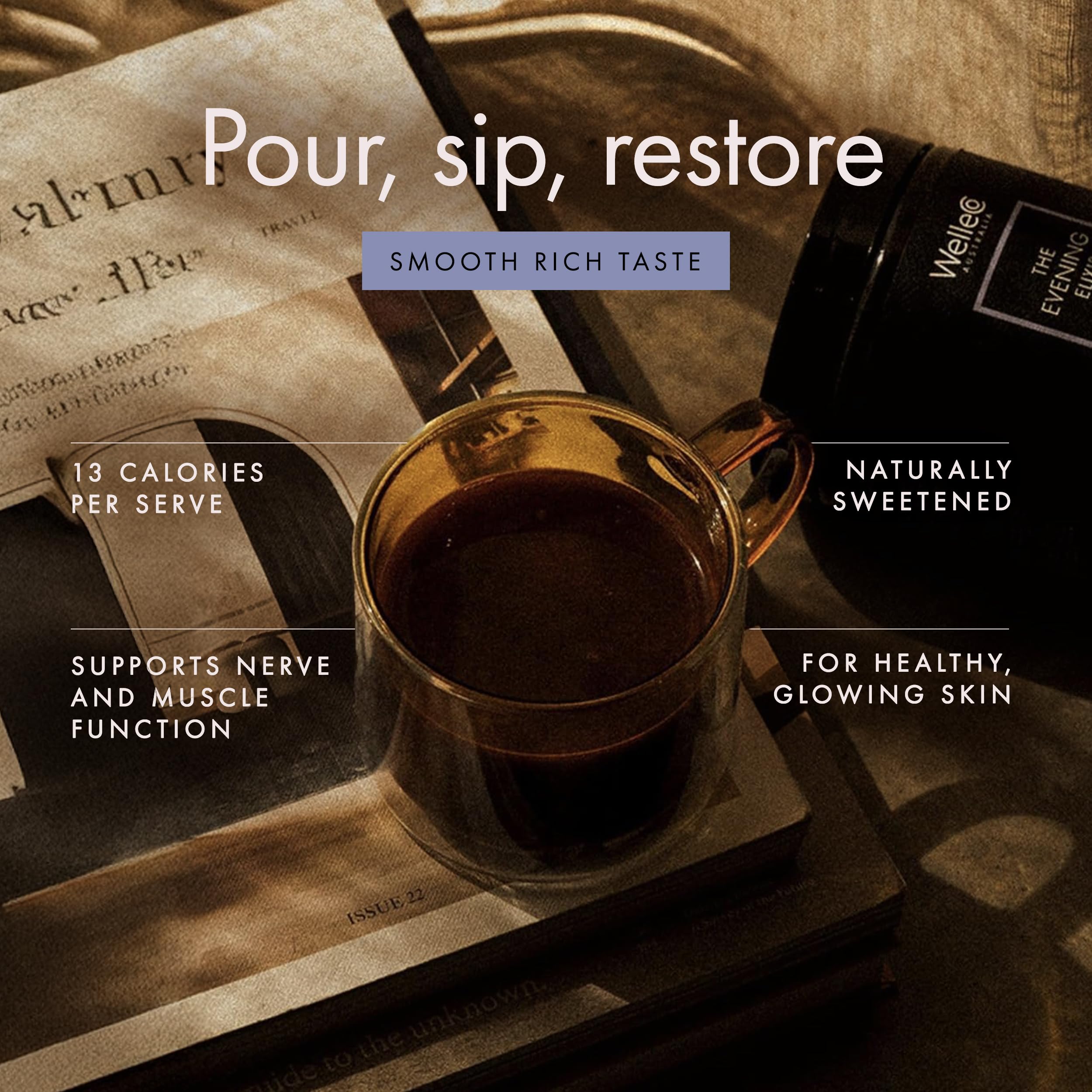 WelleCo Nighttime Beauty Hot Chocolate ingredients list