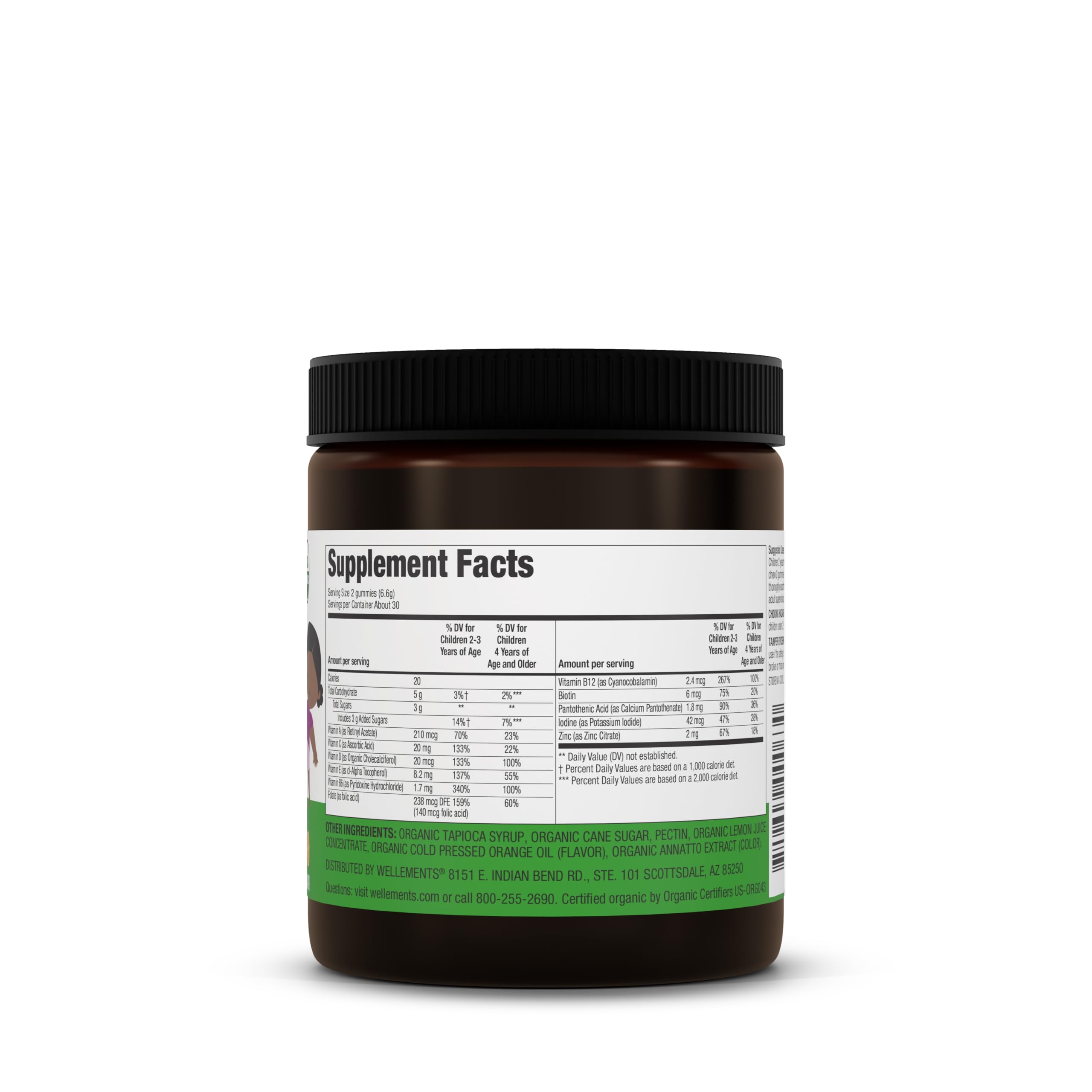 Wellements Organic Children's Multivitamin Gummies on a kitchen counter